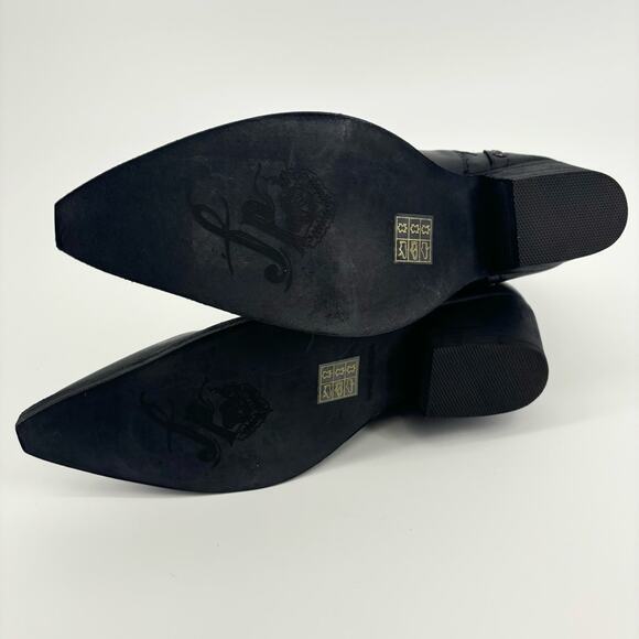 Free People Billy Western Boots Size 8.5 Buckle Studs Pointed Toe Black - Picture 13 of 13